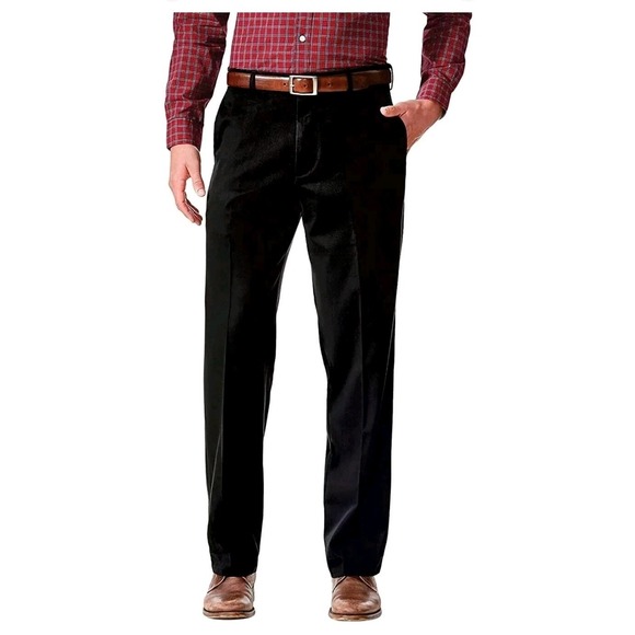 Dockers Men's Relaxed Fit Comfort‎ Khaki Flat Front Pants Black Metal W36xL32 - Picture 1 of 15